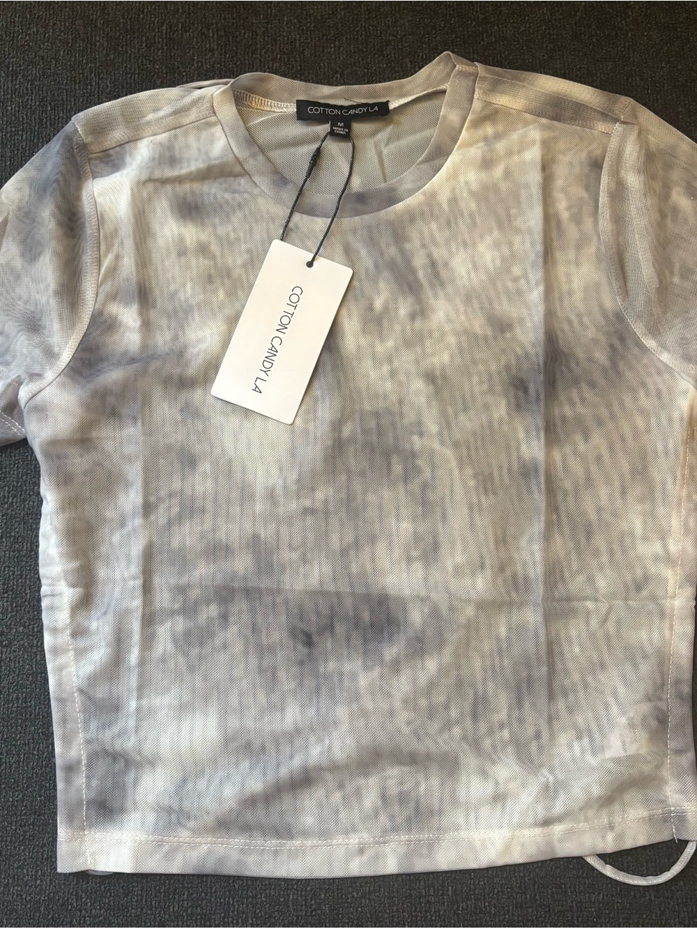 Cotton Candy Women’s  Short-Sleeve Sheer Crew Tee in Light Gray